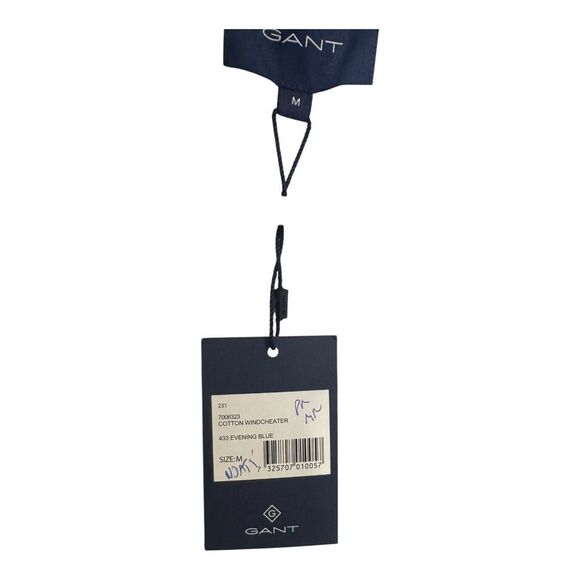 GANT Jacket Mens Medium Evening Blue Cotton Windcheater Coat Full Zip Logo M - Picture 6 of 10